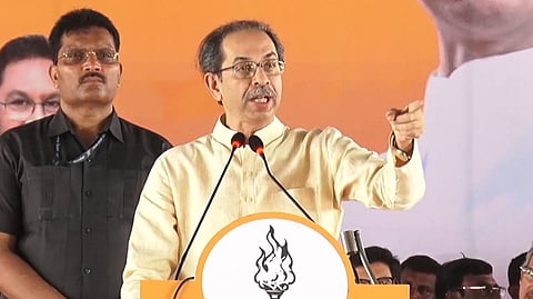 Shiv Sena (UBT) Chief Uddhav Thackeray addresses a party rally in Yavatmal, Saturday, June 27, 2026.