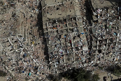 Buildings damaged are seen three days after earthquakes struck in La Guaira, Venezuela, Saturday, June 27, 2026.