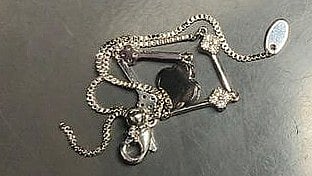 The metal chain that prevented the Metro train doors from closing.