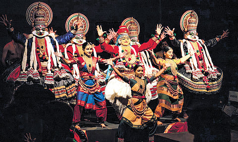 A scene from the kathakali adaptation of Ernest Hemingway’s The Old Man and the Sea
