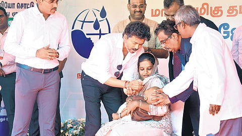 Chief Minister C Joseph Vijay inaugurating the National Pulse Polio Immunisation Campaign in Chennai on Sunday.