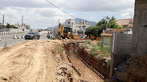 Periyanaickenpalayam flyover repair works is moving at a snail's pace and the completion has been getting delayed frequently.