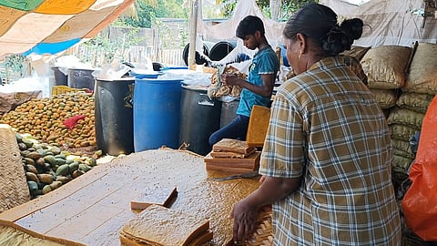 Women prepare traditional Mango Tandra at a processing unit in Repallewada village of Polavaram mandal, providing seasonal employment while creating a reliable market for local mango farmers. 