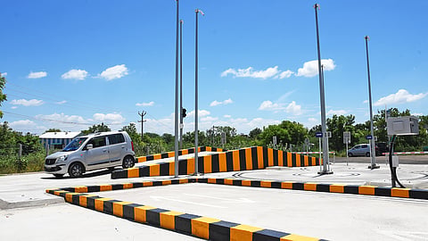 A view of the Automated driving test track at the Tiruchy West RTO office in Tiruchy.
