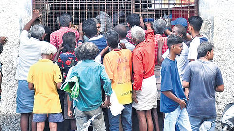 Queue outside a Tasmac outlet in Egmore.