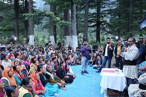 Himachal Pradesh Chief Minister Sukhvinder Singh Sukhu addressing a gathering in Bara Bhangal valley.