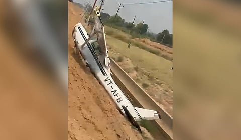 The aircraft skid off the empty stretch of the under-construction highway. 