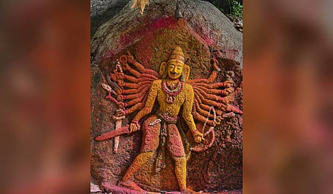 The ancient idol of Hasthala Veeranna, one of the rarest depictions of Kaala Bhairava.