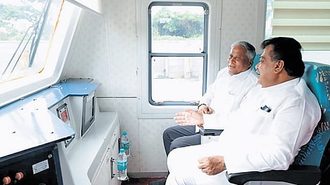 MB Patil and V Somanna travel in a Self-Propelled Inspection Car on Monday 
