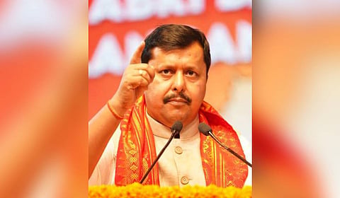 BJP National  President Nitin Nabin speaks during a meeting with party members at Hyderabad on Sunday.
