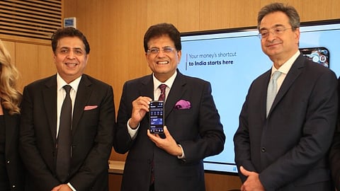 Commerce and Industry Minister Piyush Goyal during the live demonstration of the Eurobank-NIPL partnership, enabling UPI services at Eurobank headquarters in Athens.