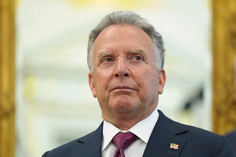 Steve Witkoff, special envoy to the Middle East, listens as President Donald Trump and NATO Secretary General Mark Rutte meet in the Oval Office at the White House, Wednesday, June 24, 2026, in Washington.
