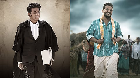 Shivarajkumar (L) and Vijay Raghavendra (R) in posters for Mahaan