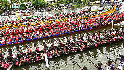 The mass drill held as part of the Champakulam Moolam boat race 