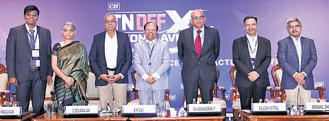 Dignitaries during the inaugural session of the CII TN Defence X Conclave 2026 on Tuesday in Chennai 