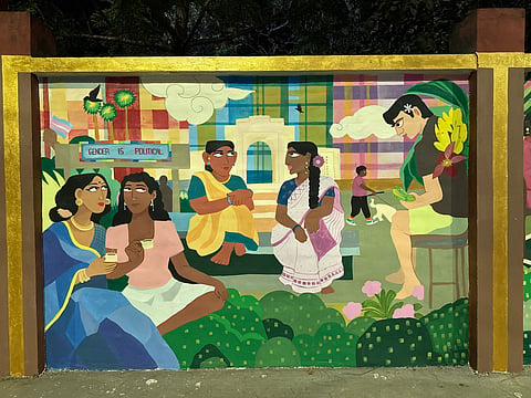Wall art on the walls of Anna University