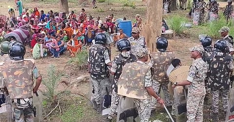 The local administration deployed a heavy contingent of police forces in Khadkagaon to prevent unrest 