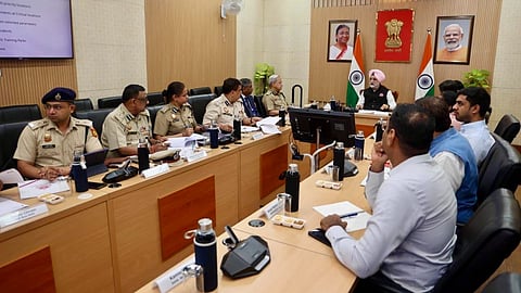 Lieutenant-Governor Taranjit Singh Sandhu with top officials on Monday.
