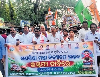 Congress workers staging protest