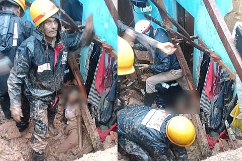 Three others, a man and two girls, were rescued from the debris by local residents and National Disaster Response Force (NDRF) personnel 