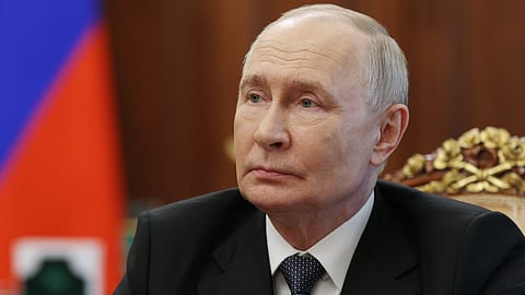 Russian President Vladimir Putin attends a meeting with Kaliningrad Region Governor Alexey Besprozvannykh in Moscow, Thursday, July 2, 2026.