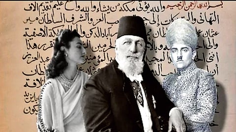 (From left) Durrusehvar Sultan, Abdulmejid II, and Azam Jah