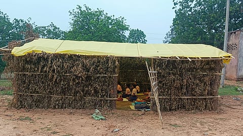  Makeshift shelter built by villagers