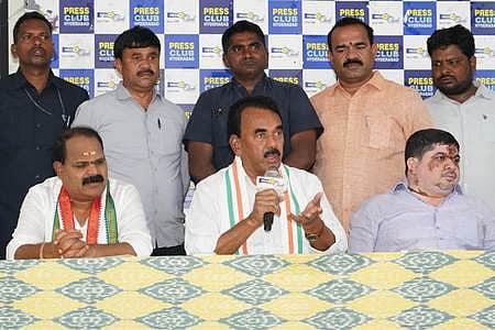 Tourism and Excise minister Jupally Krishna Rao speaks to media at Somajiguda Press Club in Hyderabad.