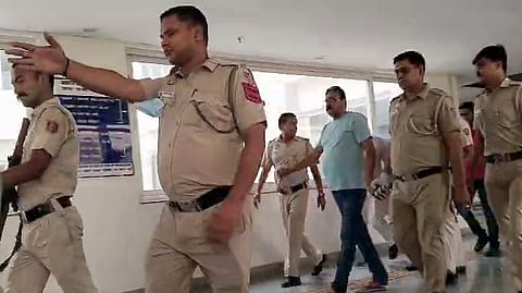 In this photo from June 9, 2026, convicted Bihar BJP MLA Raju Kumar Singh is produced before the Rouse Avenue Court in New Delhi in connection with the celebratory firing death case of a woman.