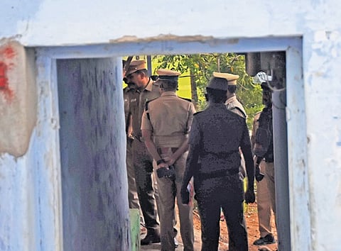 Cops checking the house of a suspect in Moolachikulam.