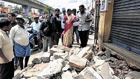 A footpath being cleared at Pantarapalya