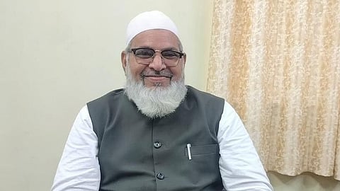 AP Haj Committee chairman Haji Sheikh Hasan Basha addressing the media on Friday. 