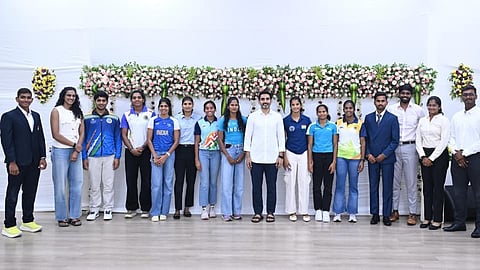 Minister for IT Nara Lokesh hosts dinner to elite players at Undavalli on Friday. 