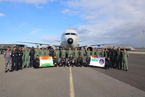 Photo shared by the Indian Navy of the crew taking part in the latest edition of the war game. 