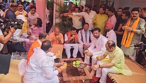 The BJP chief reviewed the party's organisational preparedness, met Chief Minister Yogi Adityanath, senior state leaders, public representatives and NDA allies. 