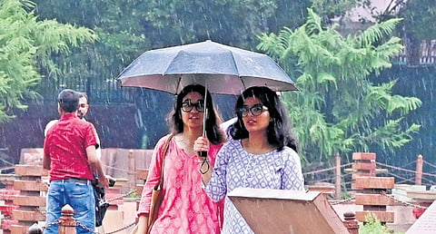 Rain lashes parts of the Delhi ,NCR bringing respite from heat, on Sunday.