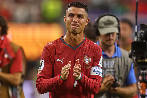 Portugal's Cristiano Ronaldo reacts after his last match in the FIFA World Cup 