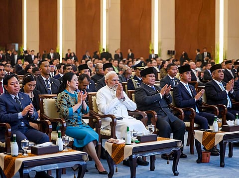 In this image posted on July 7, 2026, Prime Minister Narendra Modi during a session of the Indonesian Parliament, in Indonesia.