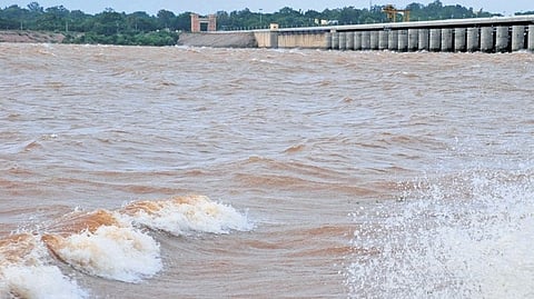 Rising water level in Almatti reservoir built across the Krishna river.
