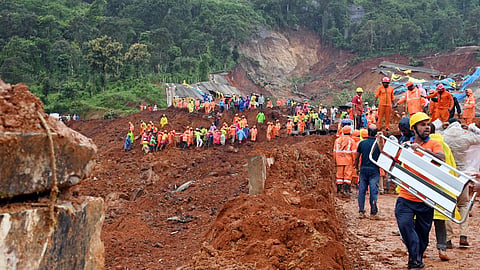 Various forces carrying out rescue operations in the landslide disaster that occurred in Kalladi, Wayanad