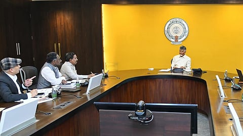 CM Nara Chandrababu Naidu during the 63rd CRDA Authority meeting on Tuesday.