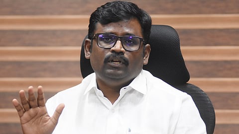 Minister Logesh Tamilselvan addressing media on Tuesday.