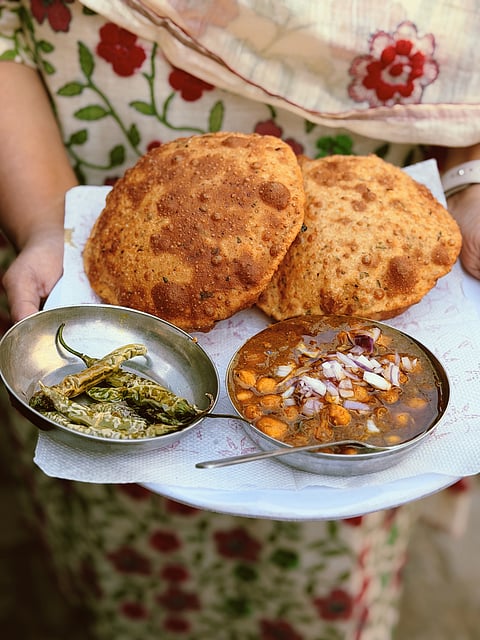 A poori halwa breakfast at Chandni Chowk