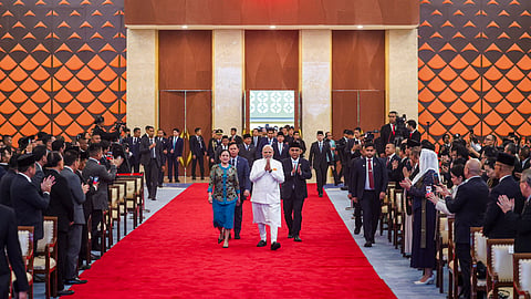  Prime Minister Narendra Modi during a session of the Indonesian Parliament, in Indonesia. 