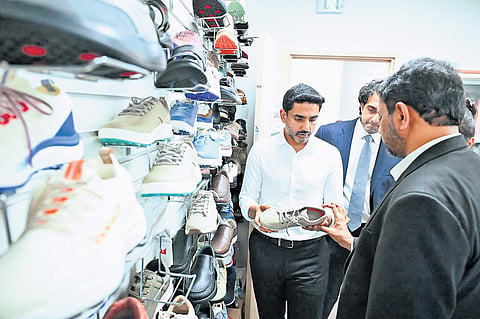 Minister for IT Nara Lokesh visits Shoealls factory in South Korea 