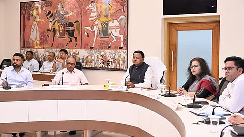CM Mohan Charan Majhi reviews progress of Godabarish Mishra Adarsh Vidyalaya scheme at Lok Seva Bhavan on Wednesday.