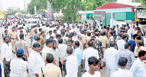 A large number of police personnel were deployed in Anantapur city following a confrontation between MLA MS Raju and ex-MLA T Prakash Reddy.