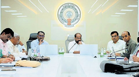 Health Minister Satya Kumar Yadav holds a review meeting at the Secretariat.