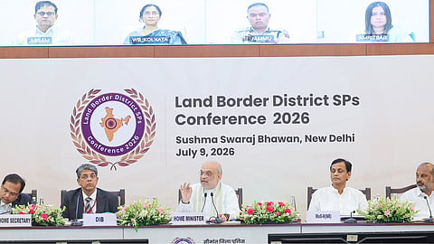 Union Home Minister Amit Shah during a conference with SPs on Thursday.