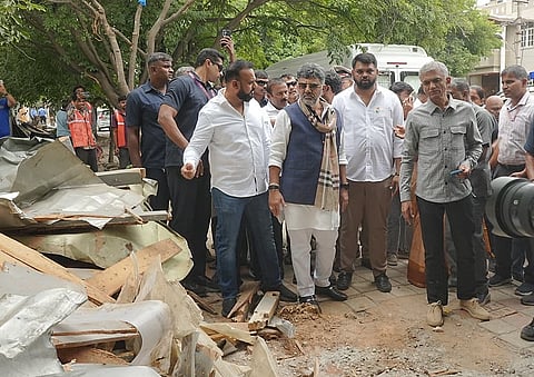 Chief Minister DK Shivakumar inspectedthe stretches where street vendors had been cleared from the Bengaluru city's footpaths here on Friday